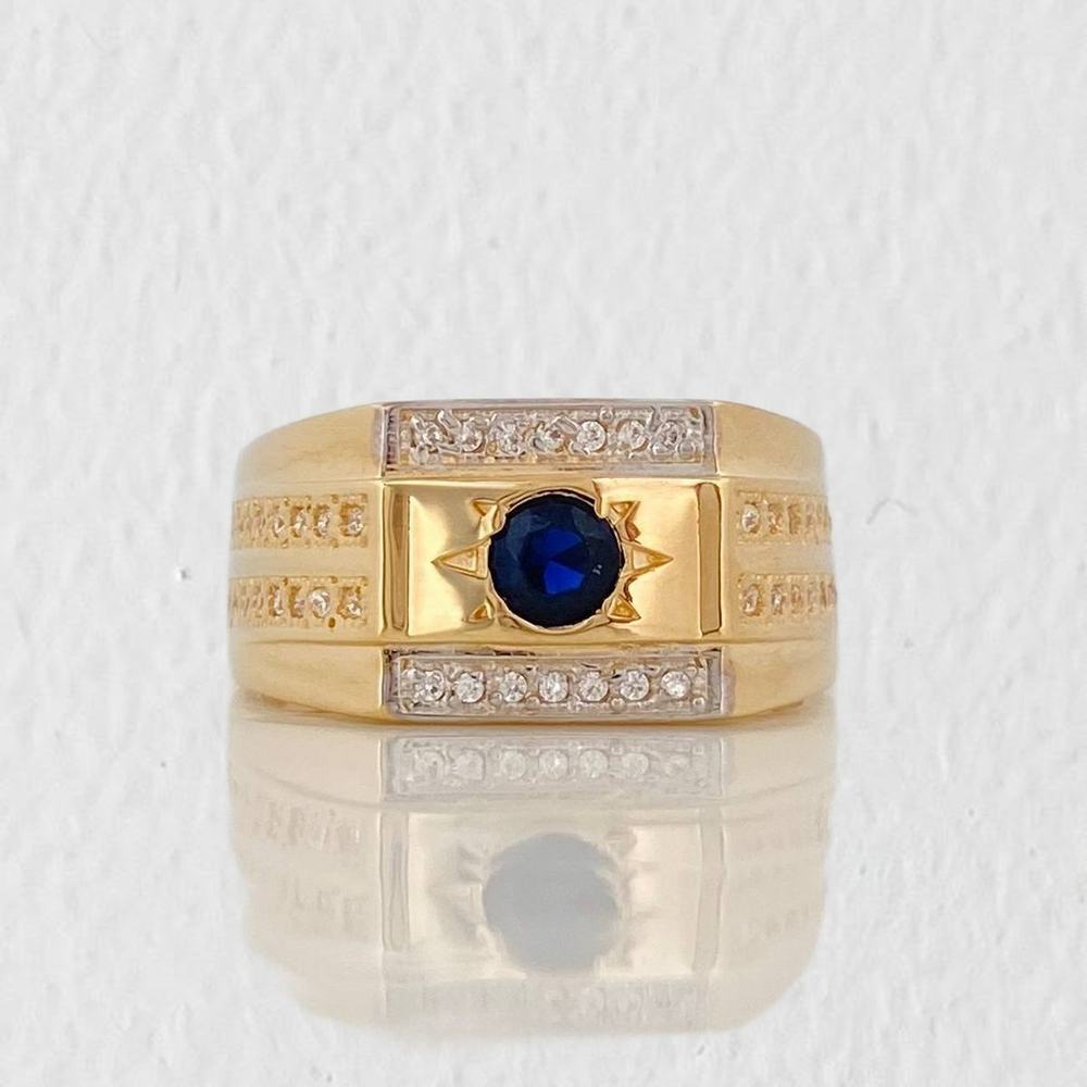Anillo Sello Circulo 6.05g / T10 1/4 Dos Oros Amarillo Blanco 18K