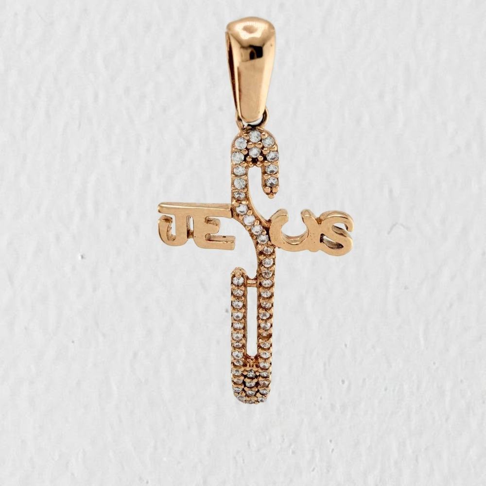 Dije Cruz Jesus 2.65gr / 3.8cm / Oro Rosa 18K
