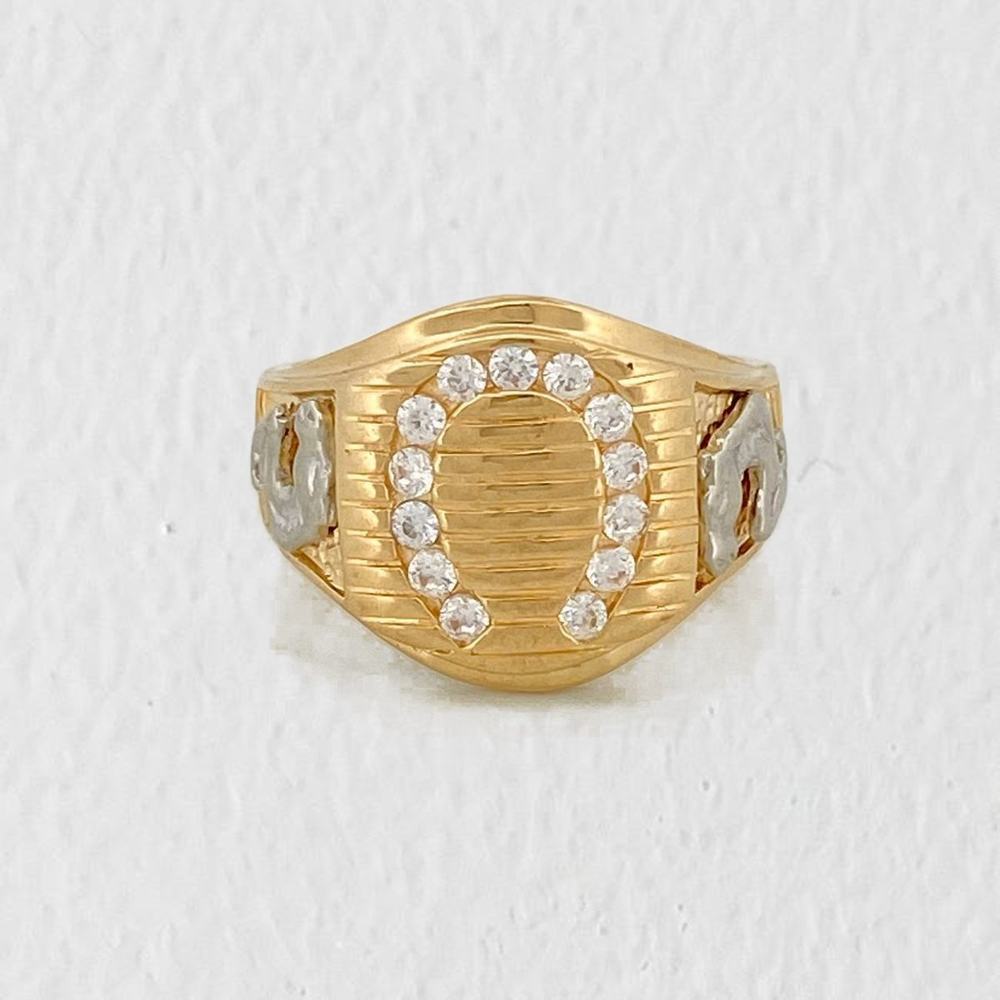 Anillo Sello Herradura 10.8gr / T12 1/4 / Dos Oros Amarillo Blanco 18K