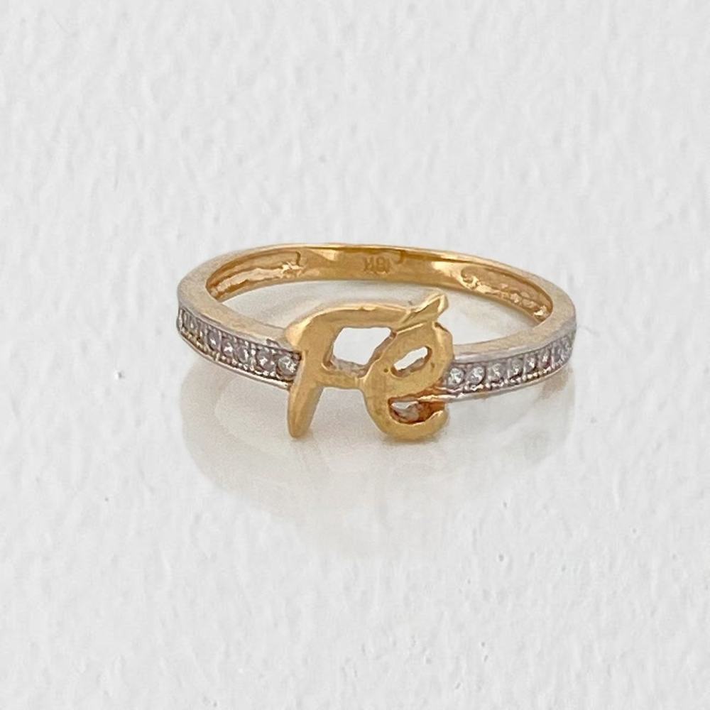 Anillo Fe 2.3gr / T6 1/2 / Dos Oros Amarillo Blanco 18K