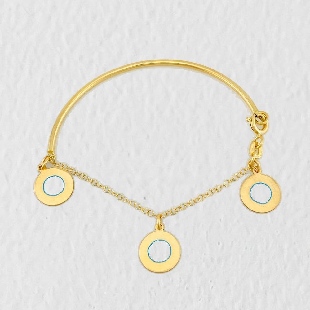 Pulso Bebé Aro Seguido Ojos Turcos 2.5g / 11cm / 1.5mm Oro Amarillo 18K