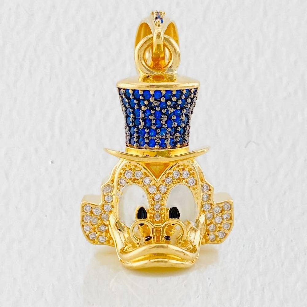 Dije Rostro de Pato 10.05g / 3.7cm Dos Oros Negro Amarillo 18K