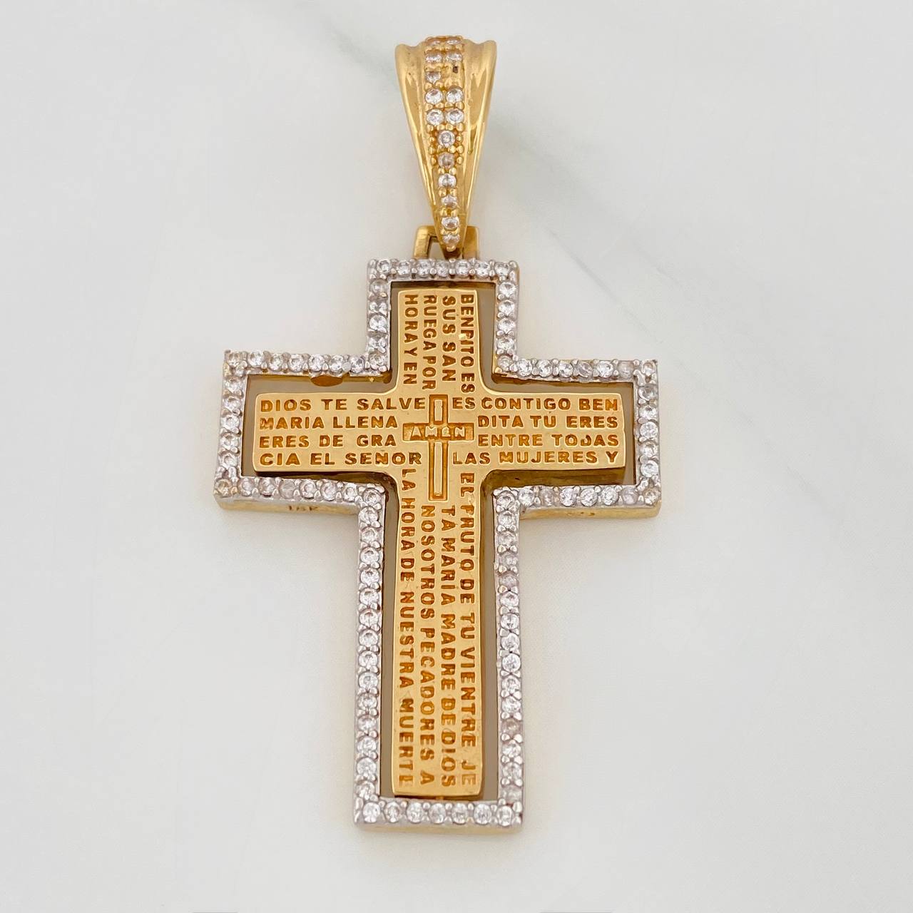 Dije Cruz Articulada en dos oros 18K