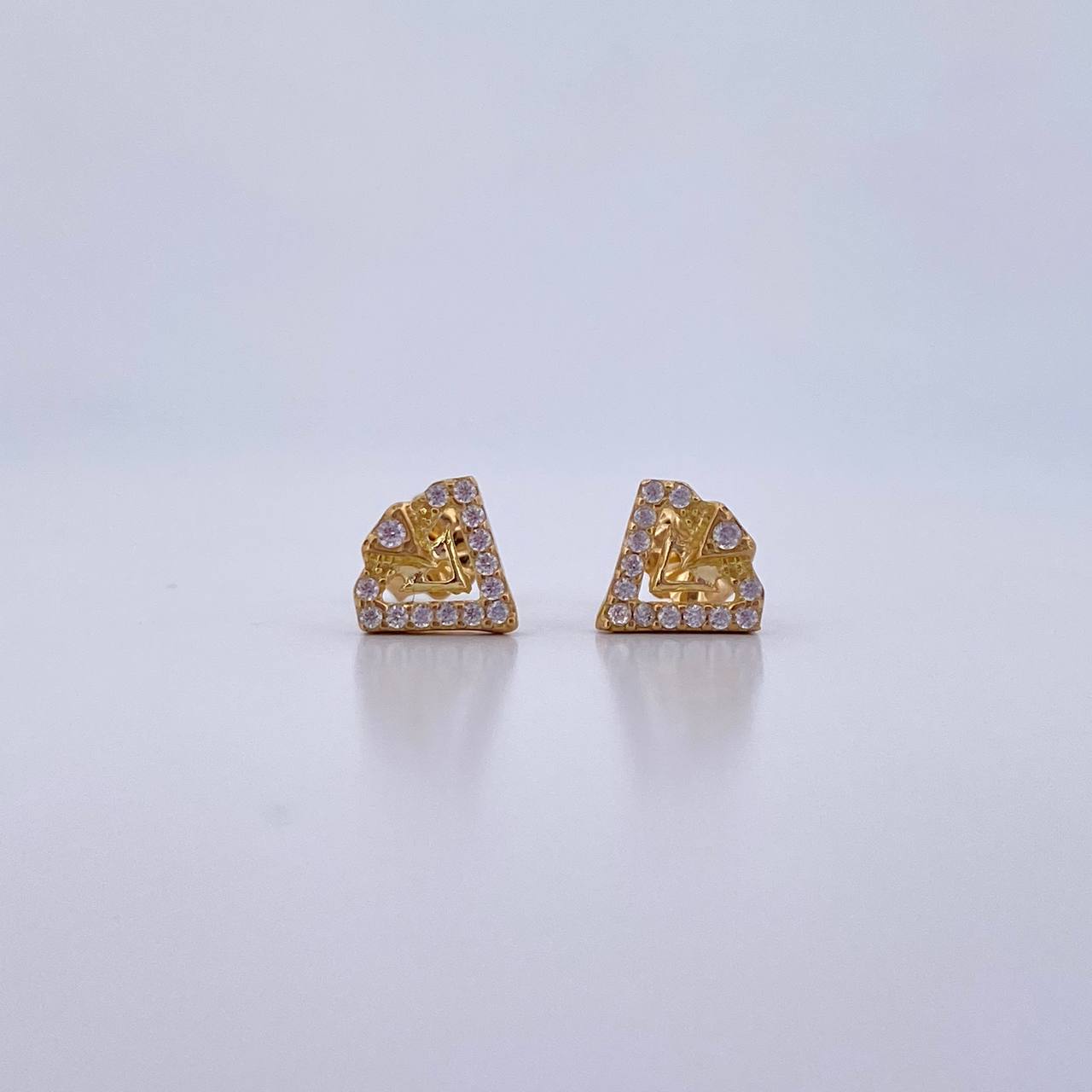 Topos con circones blancos en oro amarillo 18K
