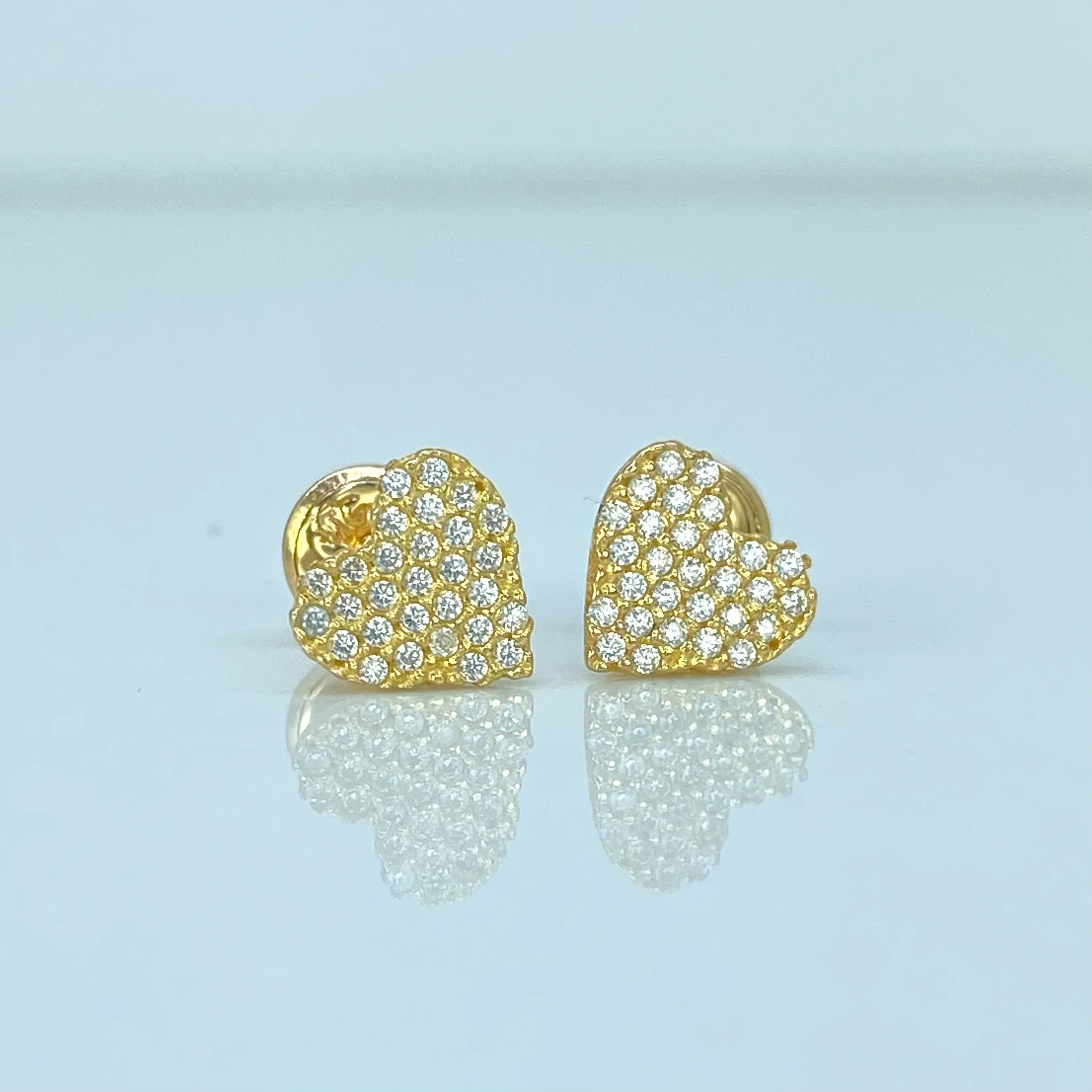 Topos de corazón en oro 18K con circones blancos