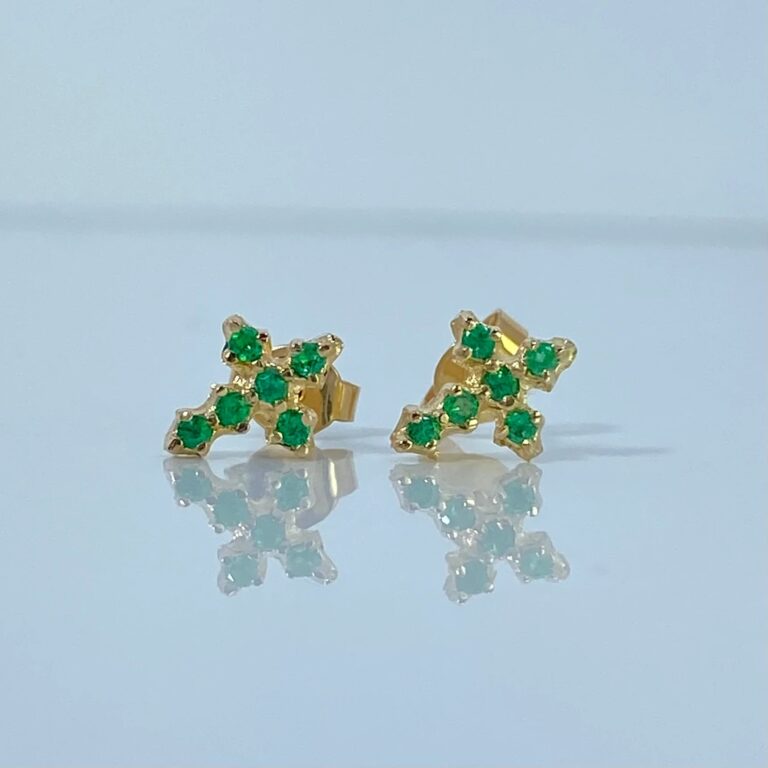 Topos Espiga en oro 18K con esmeraldas